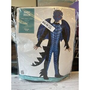 Deadly Dragon Boys Kids Halloween Costume - Jumpsuit, Wings, Mask‎ - Size M 8-10